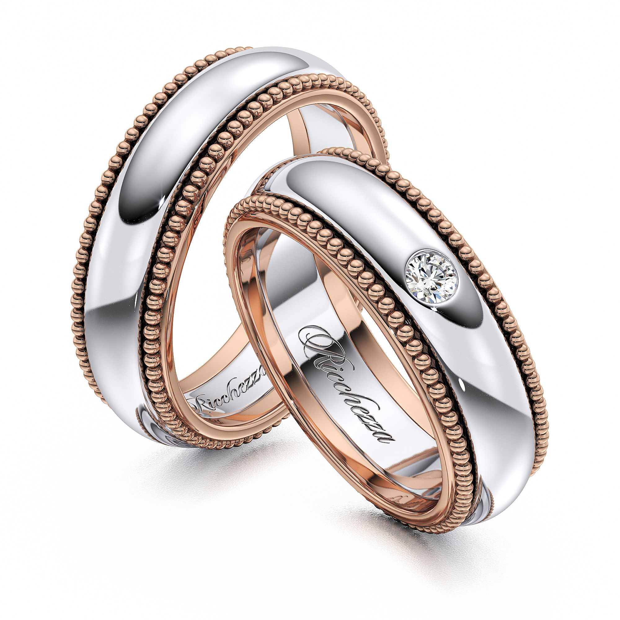 Кольца свадебные с одним бриллиантом